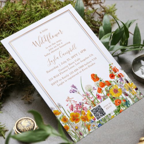 A Little Wildflower Boho Girl Baby Shower Invitation