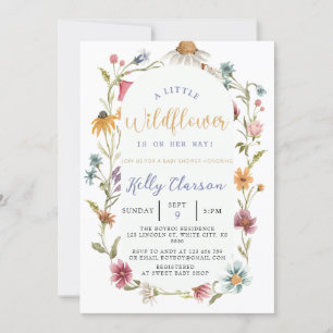 A Little Wildflower Boho Girl Baby Shower Invitation