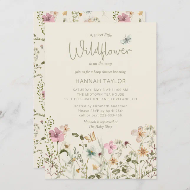 A Little Wildflower Boho Girl Baby Shower Invitation | Zazzle