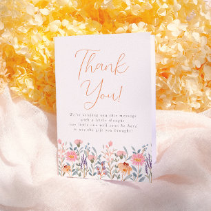 A Little Wildflower Boho Girl Baby Shower Letterpress Thank You Card
