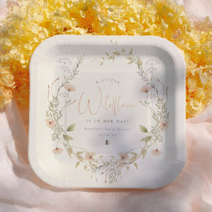 A Little Wildflower Boho Girl Baby Shower Paper Plates