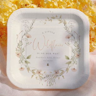 A Little Wildflower Boho Girl Baby Shower Paper Plates