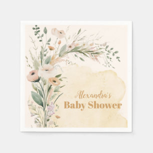 A Little Wildflower Boho Nature Baby Shower Napkins