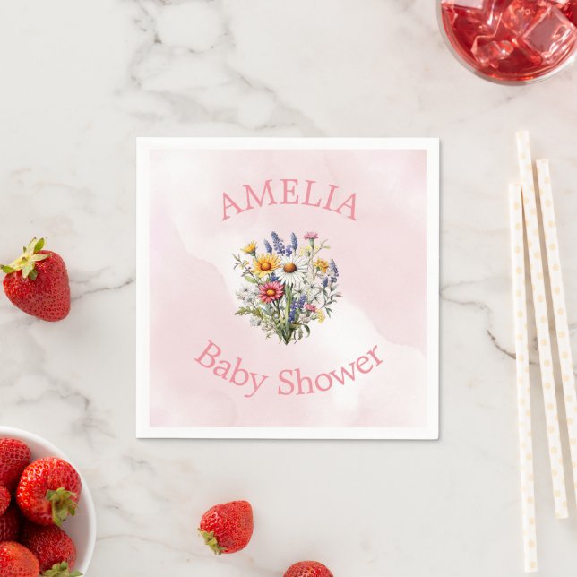 A Little Wildflower Boho Nature Girl Baby Shower Napkins (Insitu)