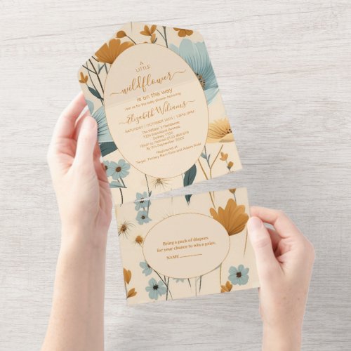 A Little Wildflower Boho Nature Theme Baby Shower  All In One Invitation