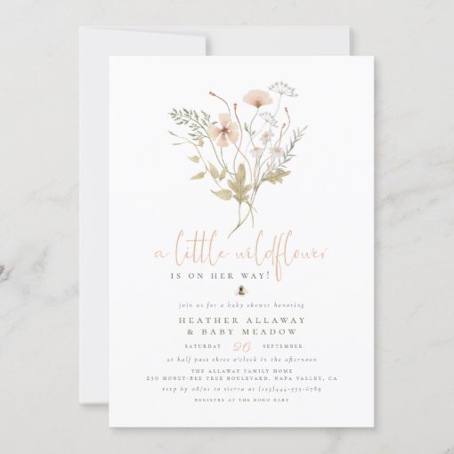 A Little Wildflower Boho Nature Theme Baby Shower Invitation | Zazzle