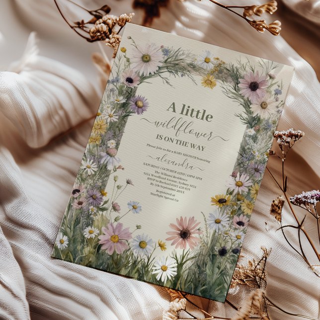 A Little Wildflower Boho Nature Theme Baby Shower Invitation (Creator Uploaded)