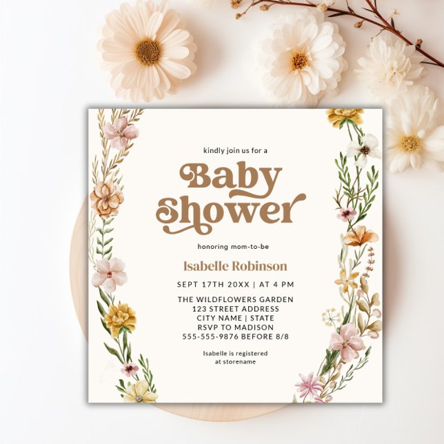 A Little Wildflower Boho Nature Theme Baby Shower  Invitation (Creator Uploaded)