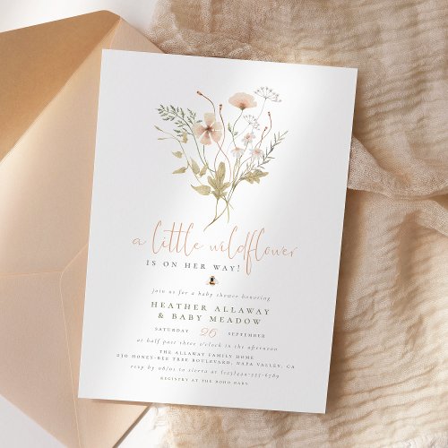 A Little Wildflower Boho Nature Theme Baby Shower Invitation