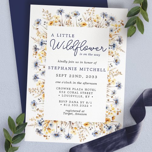 Baby Shower Invitations 11 A Little Wildflower Boho Watercolor Baby Shower Invitation