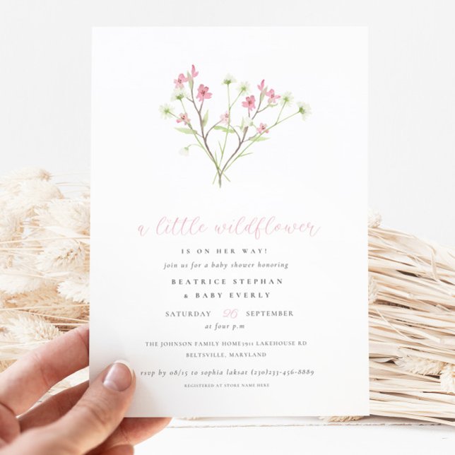 A Little Wildflower Bouquet Girl Baby Shower Invitation (Creator Uploaded)