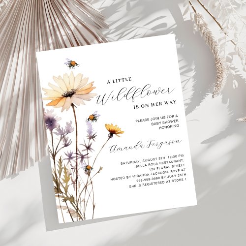 A little wildflower budget baby shower invitation