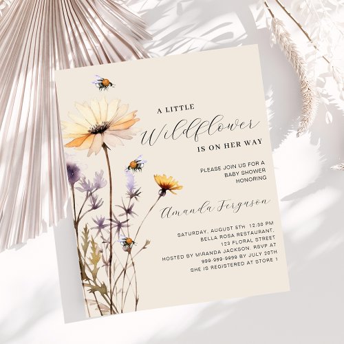 A little wildflower budget baby shower invitation