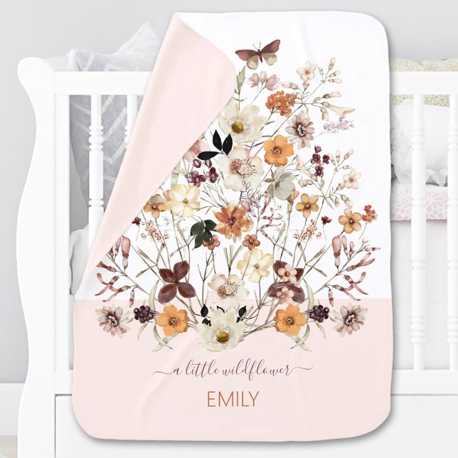 A little Wildflower Custom Name Botanical Floral Baby Blanket (A little Wildflower Custom Name Botanical Floral Baby Blanket)