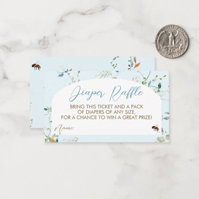 A little Wildflower Diaper Raffle Enclosure Card (Front/Back In Situ)