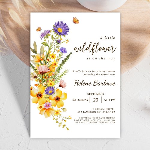 A Little Wildflower Elegant Girl Baby Shower Invitation