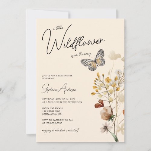 A Little Wildflower Fall Boho Baby Shower Invitation