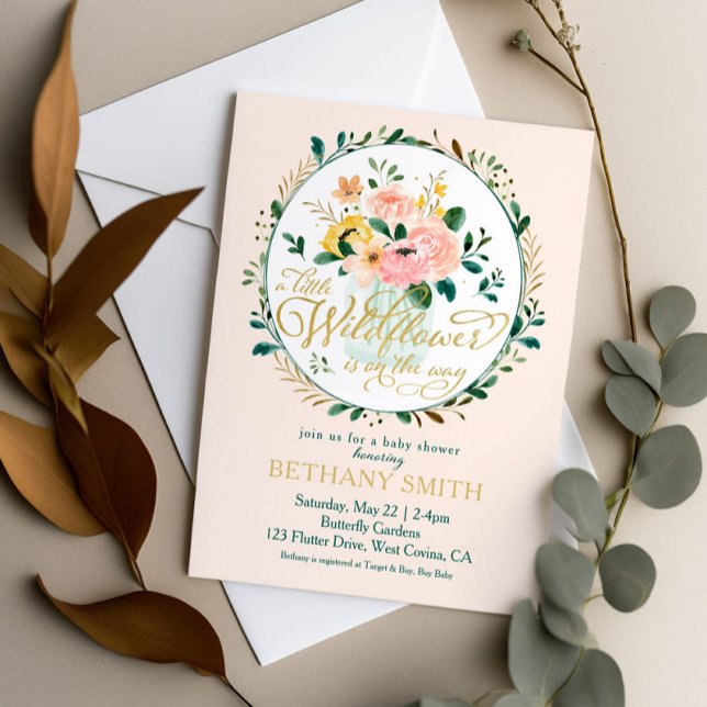 A Little Wildflower Floral Baby Shower Invitation (Creator Uploaded)