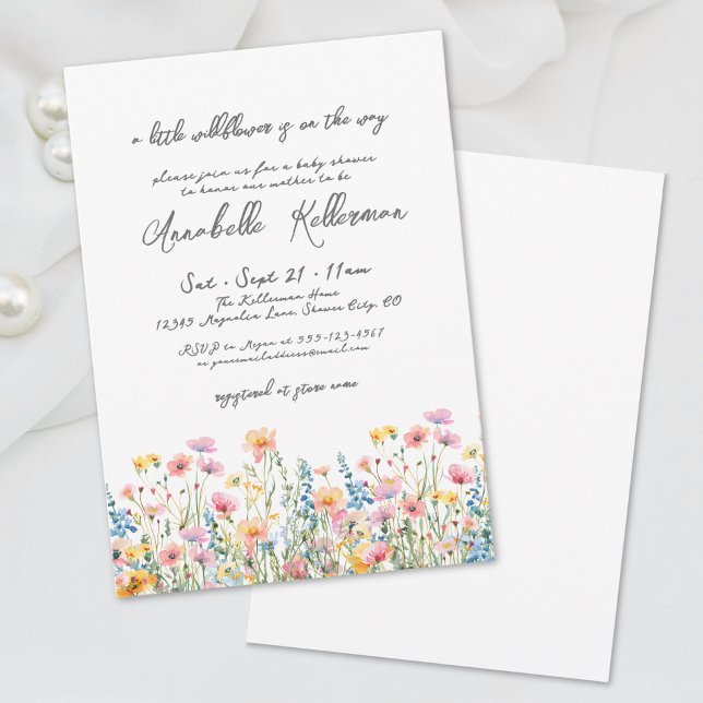 A Little Wildflower Floral Baby Shower Invitation (Botanical A Little Wildflower Floral Baby Shower Invitation)