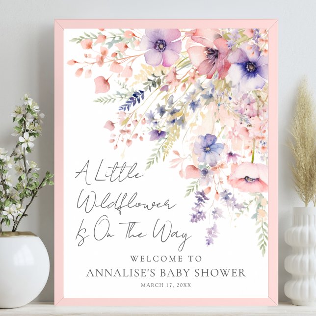 A Little Wildflower Floral Baby Shower Welcome Poster (A Little Wildflower Floral Baby Shower Welcome Poster)
