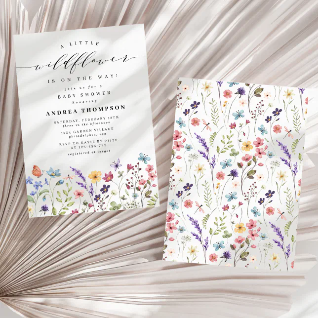 A little Wildflower Floral Garden Baby Shower Girl Invitation | Zazzle