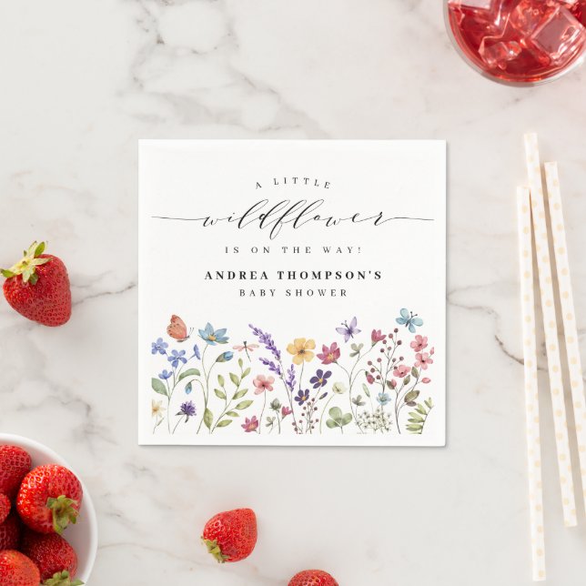 A little Wildflower Floral Garden Girl Baby Shower Napkins (Insitu)