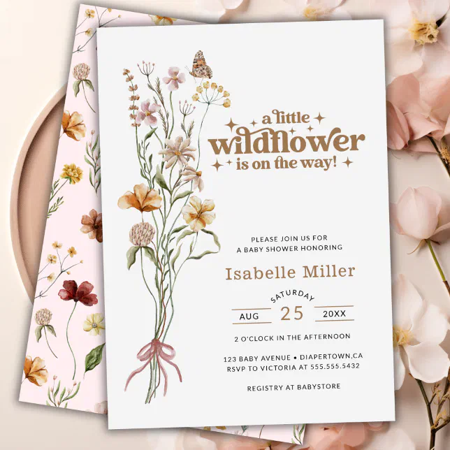 A Little Wildflower Floral Girl Baby Shower Invitation | Zazzle