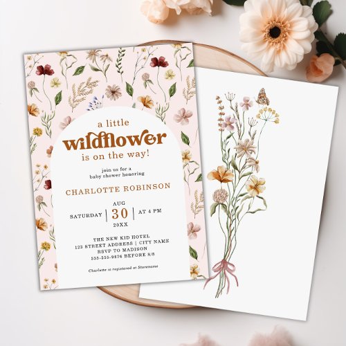 A Little Wildflower Floral Girl Baby Shower Invitation