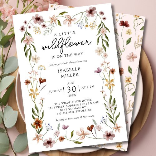 A Little Wildflower Floral Girl Baby Shower Invitation
