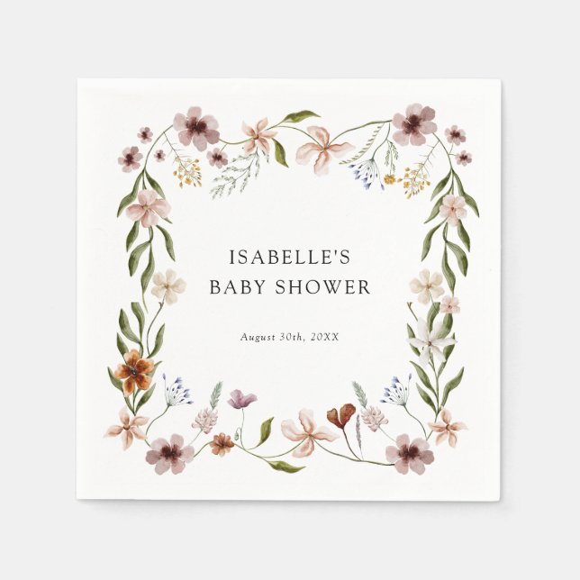 A Little Wildflower Floral Girl Baby Shower Napkins (Front)