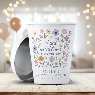 A Little Wildflower Floral Girl Baby Shower Paper Cups