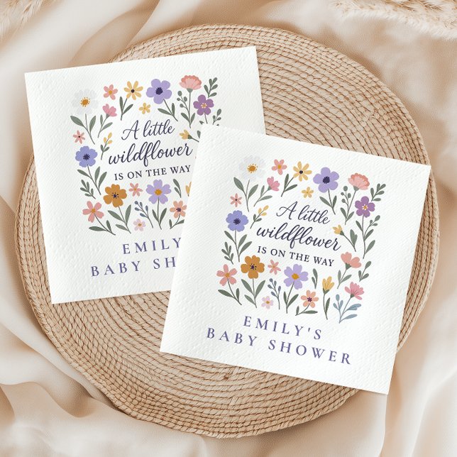 A Little Wildflower Floral Girls Baby Shower Napkins (Creator Uploaded)