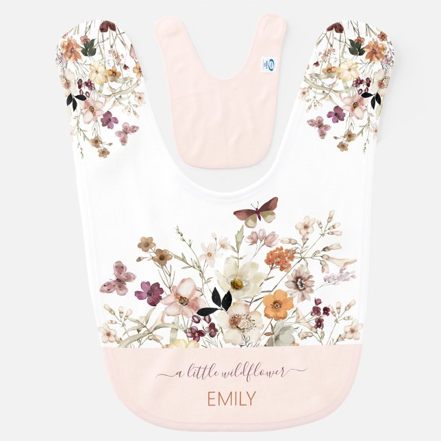 A little Wildflower Floral Name Baby Bib (A little Wildflower Floral Name Baby Bib)