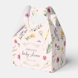 A Little Wildflower Floral Pink Baby Shower Favor Boxes