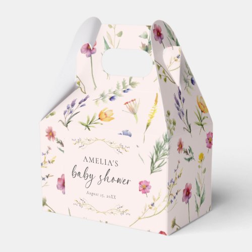 A Little Wildflower Floral Pink Baby Shower Favor Boxes