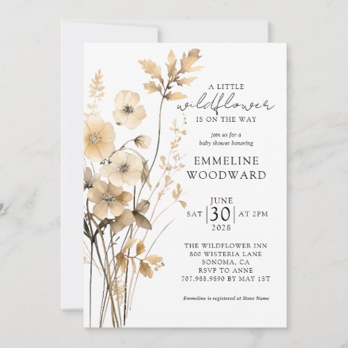 A Little Wildflower Gender Neutral Baby Shower  Invitation