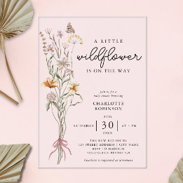A Little Wildflower Girl Baby Shower Acrylic Invitations