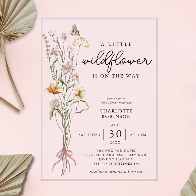 A Little Wildflower Girl Baby Shower Acrylic Invitations (Creator Uploaded)