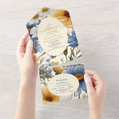 A Little Wildflower Girl Baby Shower All In One Invitation