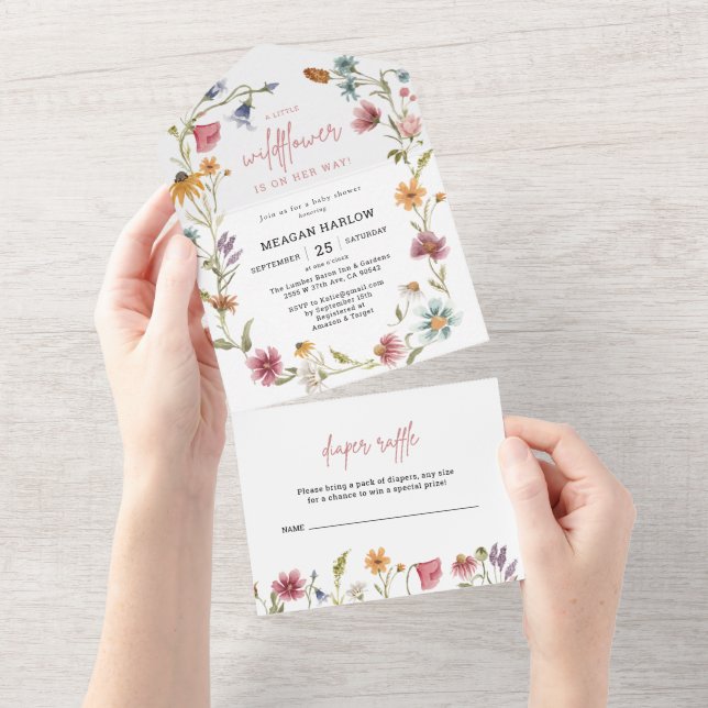 A Little Wildflower Girl Baby Shower All In One Invitation (Tearaway)