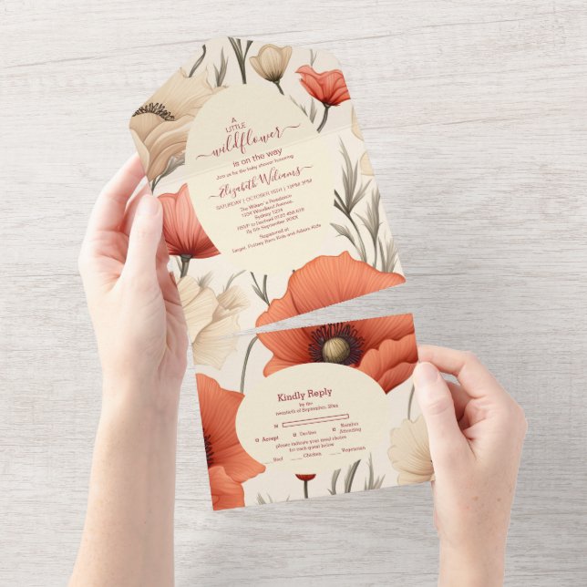 A Little Wildflower Girl Baby Shower All In One Invitation (Tearaway)
