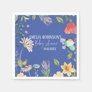 A Little Wildflower Girl Baby Shower Black Napkins