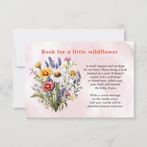 A Little Wildflower Girl Baby Shower Book Request Thank You Card