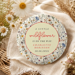 A Little Wildflower Girl Baby Shower Button