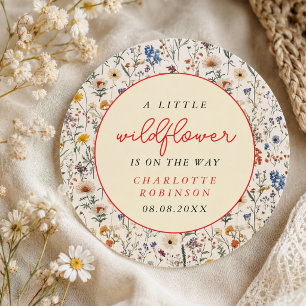 A Little Wildflower Girl Baby Shower Classic Round Sticker