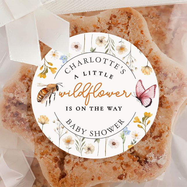 A Little Wildflower Girl Baby Shower Classic Round Sticker (Creator Uploaded)