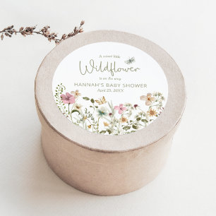 A Little Wildflower Girl Baby Shower Favor Classic Round Sticker