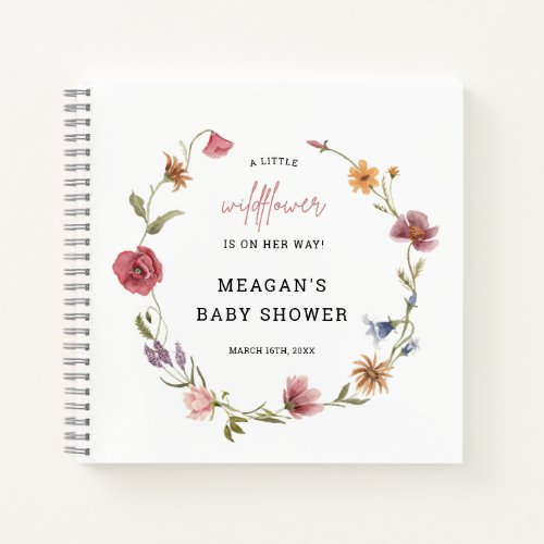 A Little Wildflower Girl Baby Shower Guestbook Notebook