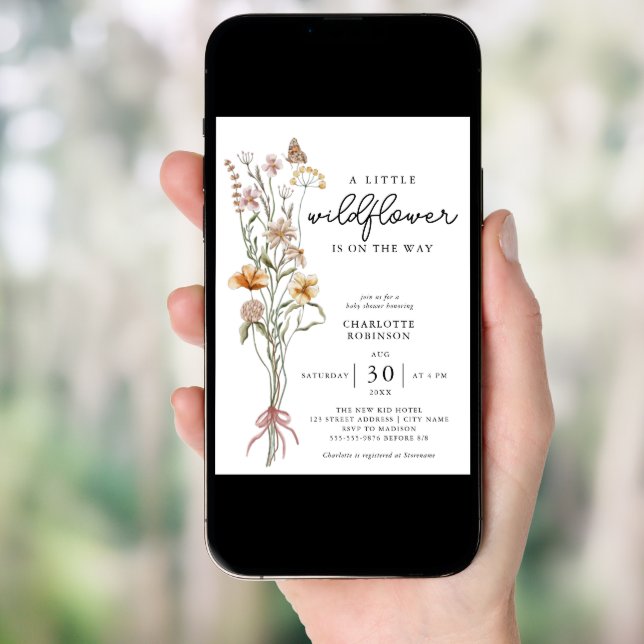 A Little Wildflower Girl Baby Shower Invitation (Front Digital)
