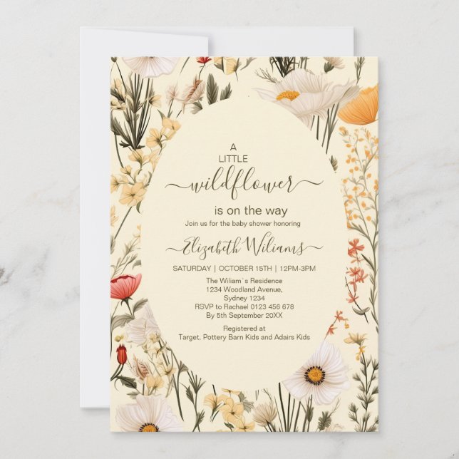 A Little Wildflower Girl Baby Shower Invitation (Front)